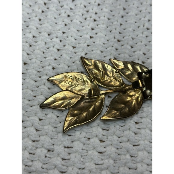Vintage Accessory Accent Flex Elastic Belt Gold Tone Branch-Leaf Buckle Scales main image 14